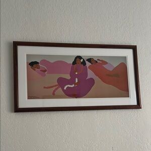 Framed Art Print with Women in Pink and Brown Tones